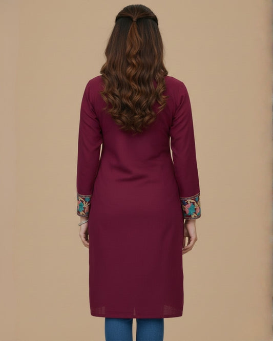 KRITI Women Summer Free Size Kurti In Maroon Colour