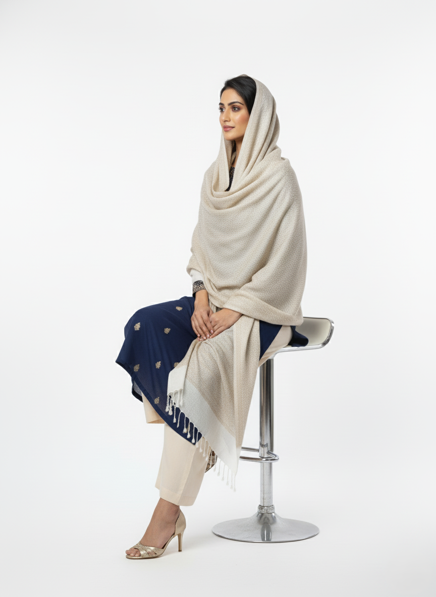 KRITI Warm Woolen White Color Shawl for Women