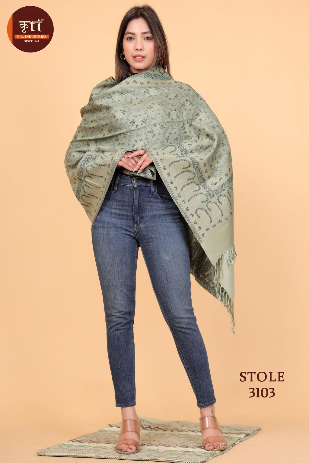 Paisley Design Color Stole - Woollen