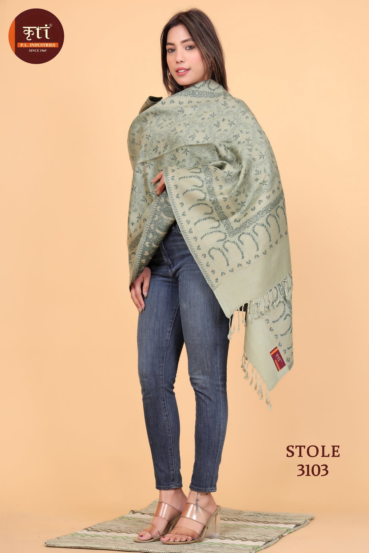 Paisley Design Color Stole - Woollen