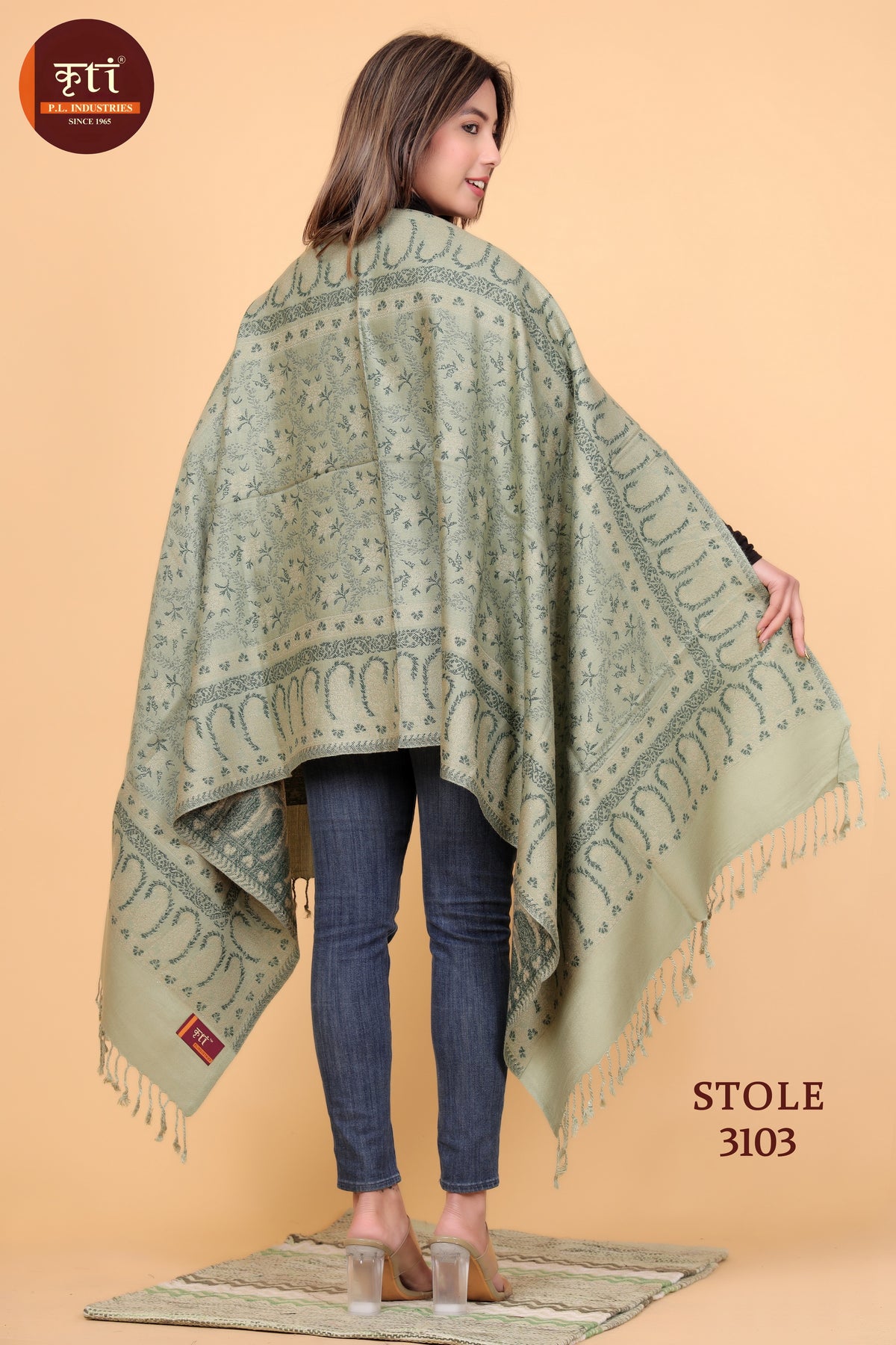 Paisley Design Color Stole - Woollen