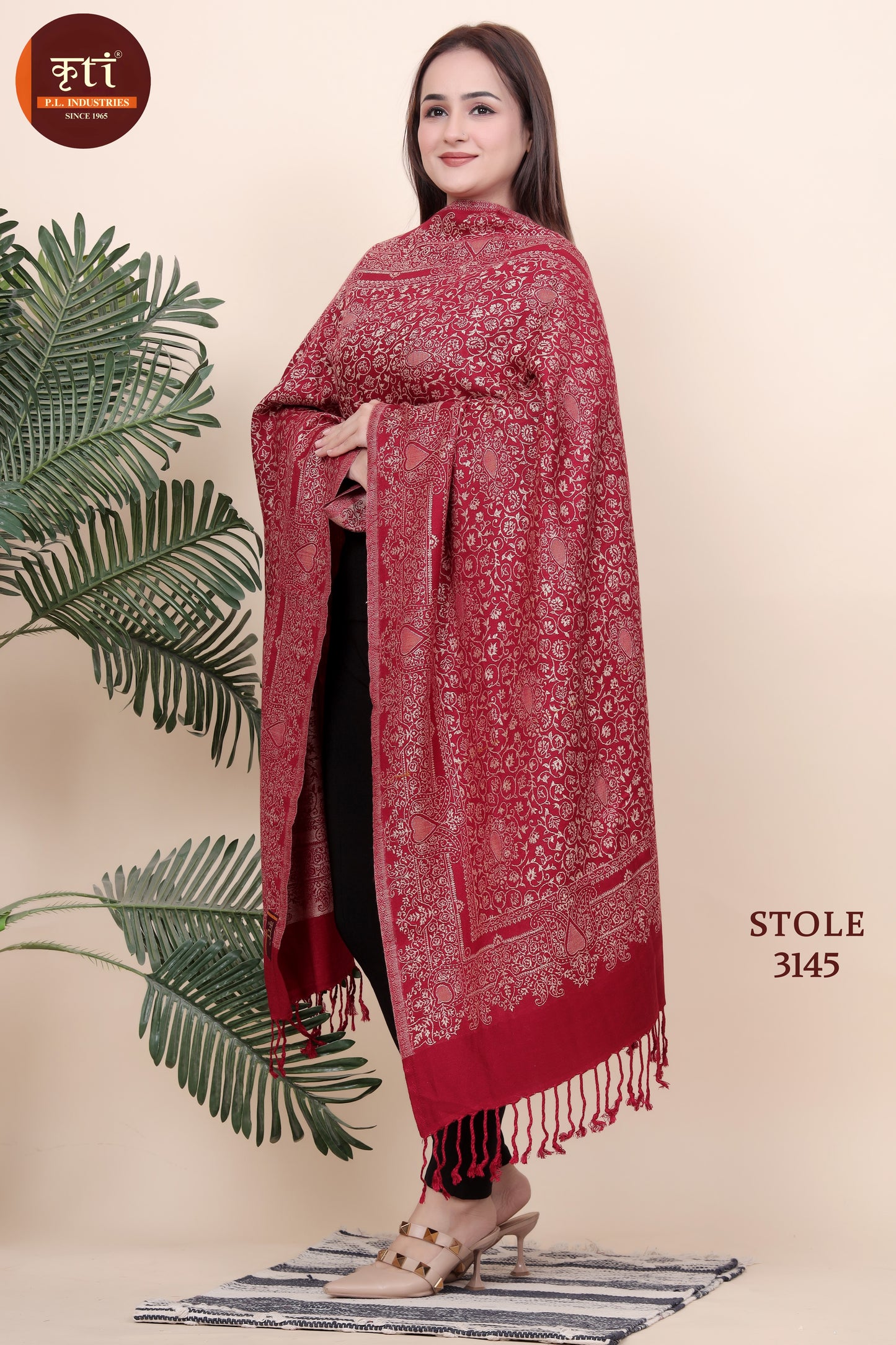 KRITI Red Viscose Stole For Women.