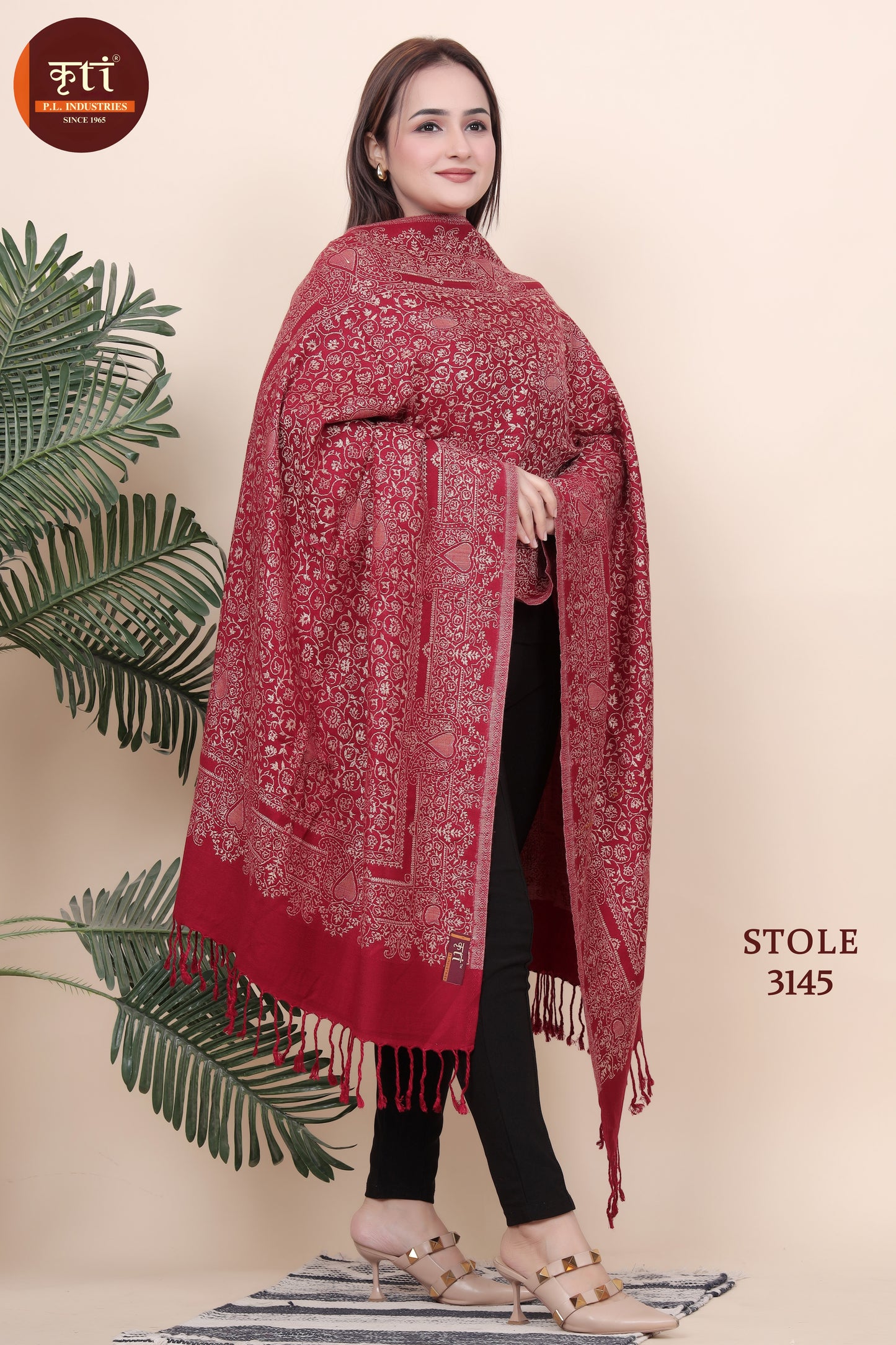 KRITI Red Viscose Stole For Women.