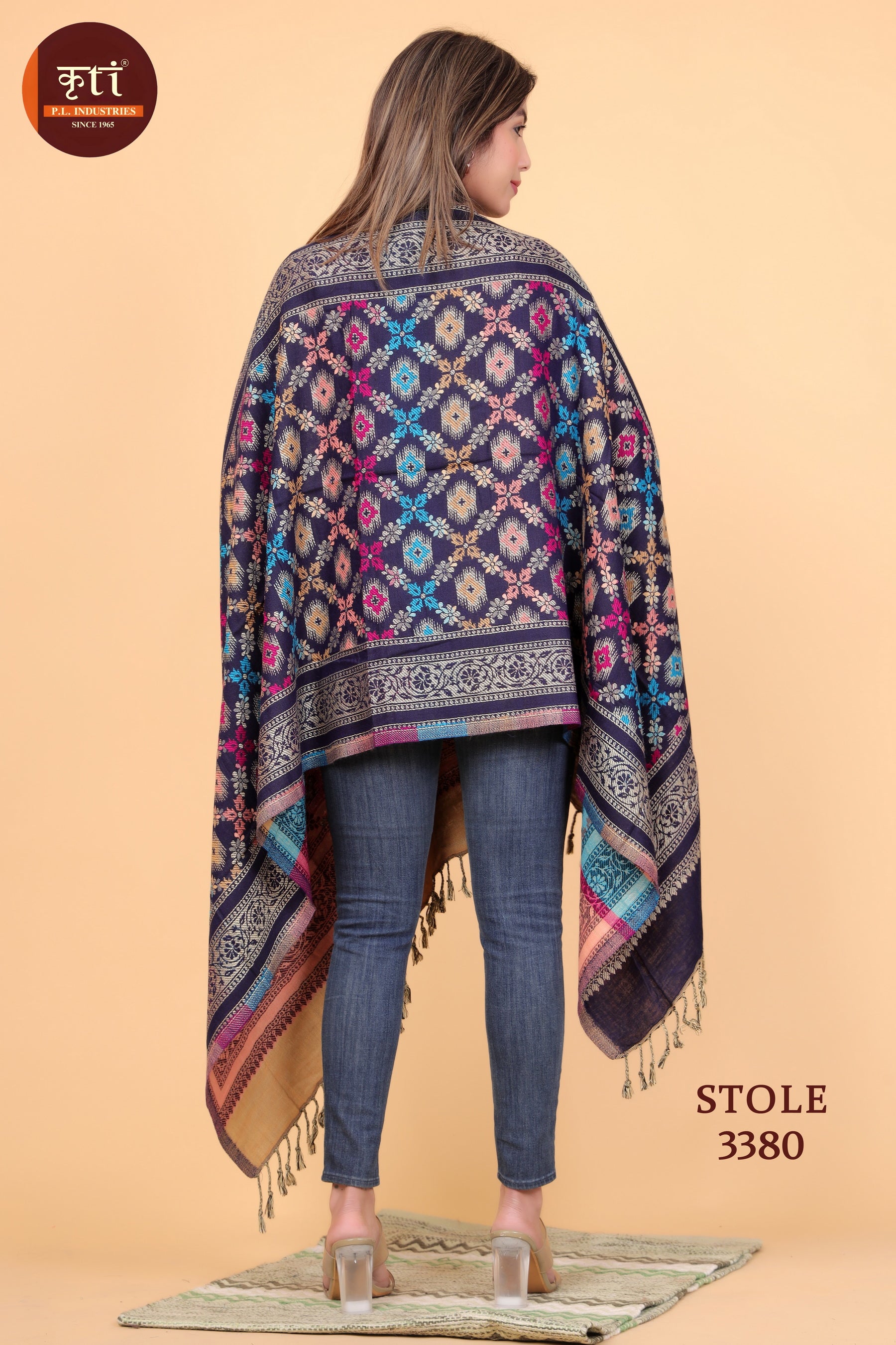 KRITI Floral Designer Woollen Multicolor Stole For Girl