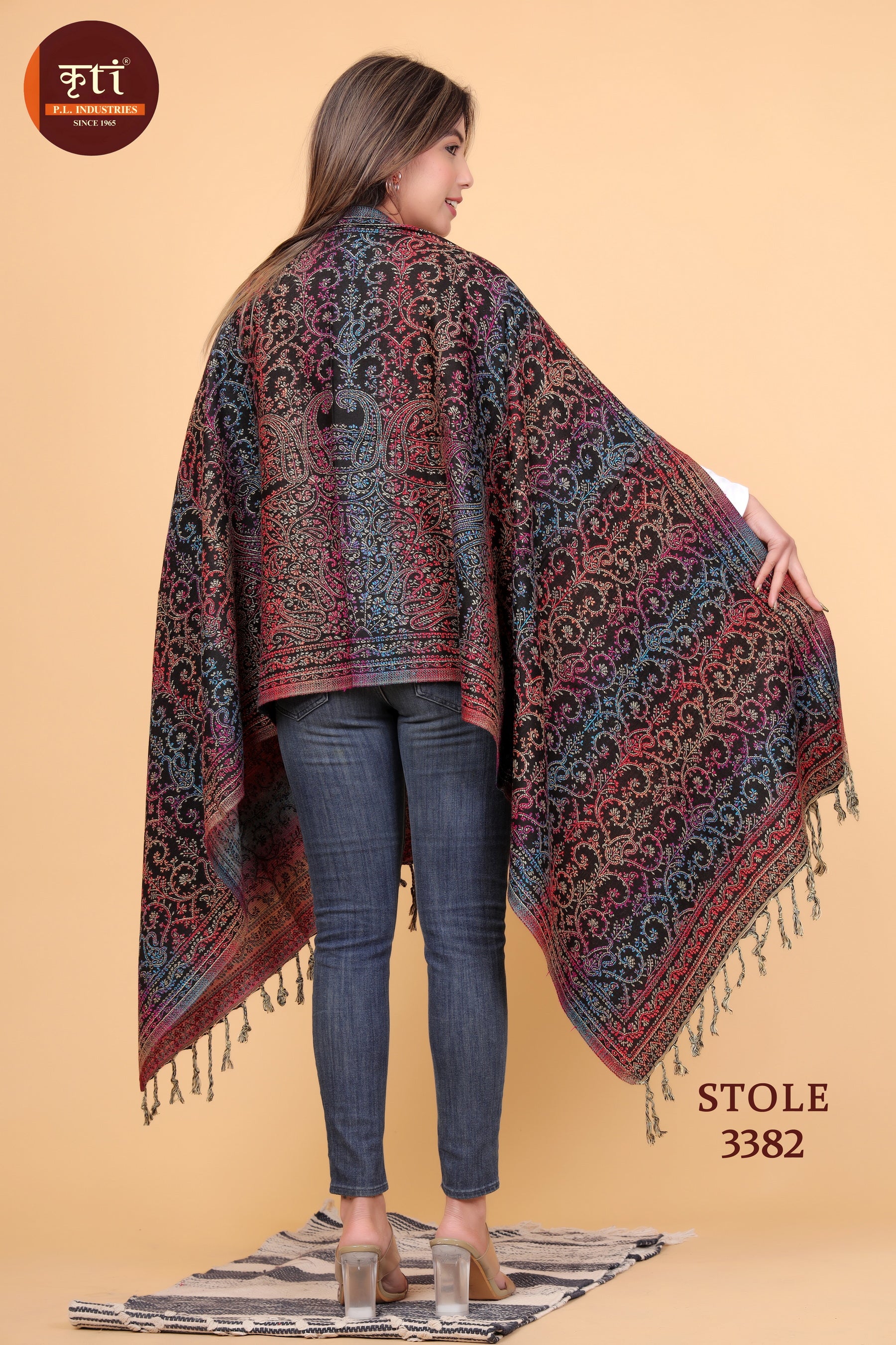 KRITI Stylish Paisley Design Woollen Multicolour Stole  For Girl