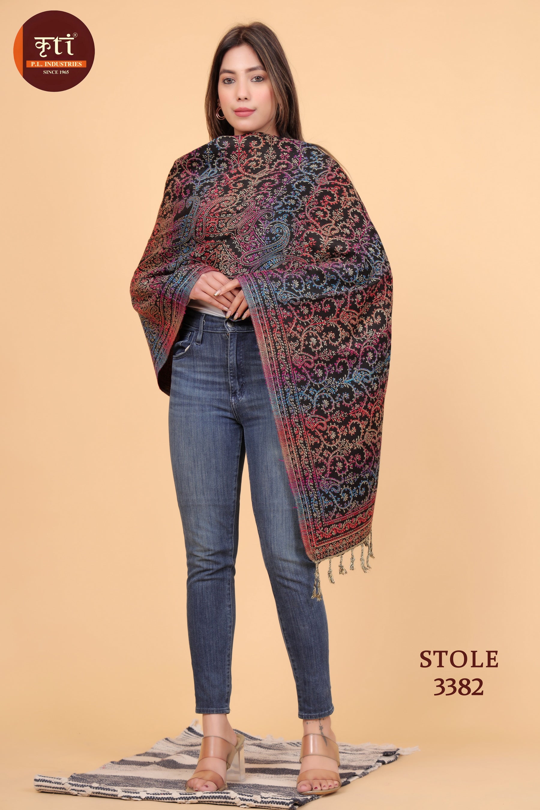 KRITI Stylish Paisley Design Woollen Multicolour Stole  For Girl