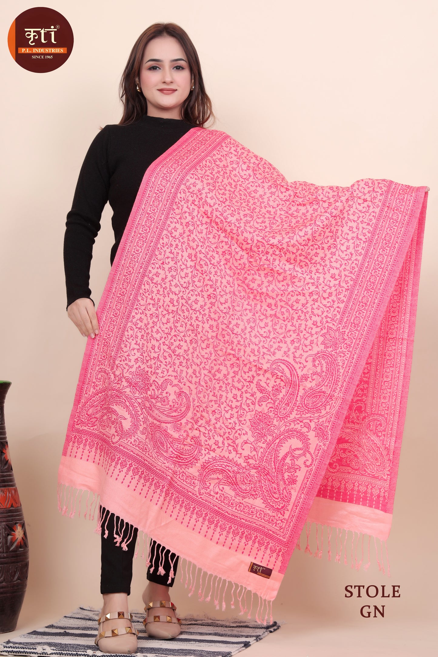 KRITI Red Viscose Stole For Women.