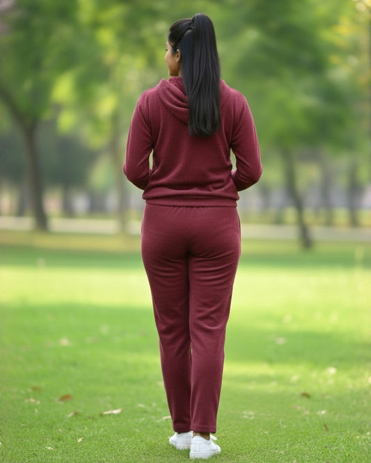KRITI Women’s Premium Wine Cotrise Hooded Tracksuit