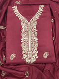 Embroidered Winter Woolen Suit Unstitched - Maroon