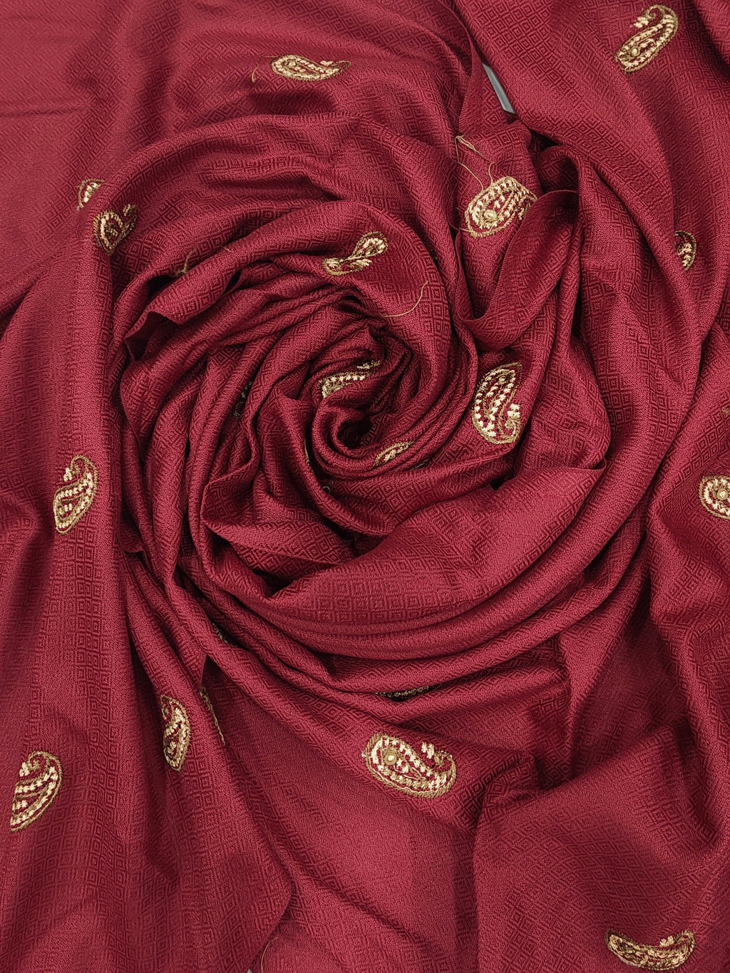 Embroidered Winter Woolen Suit Unstitched - Maroon