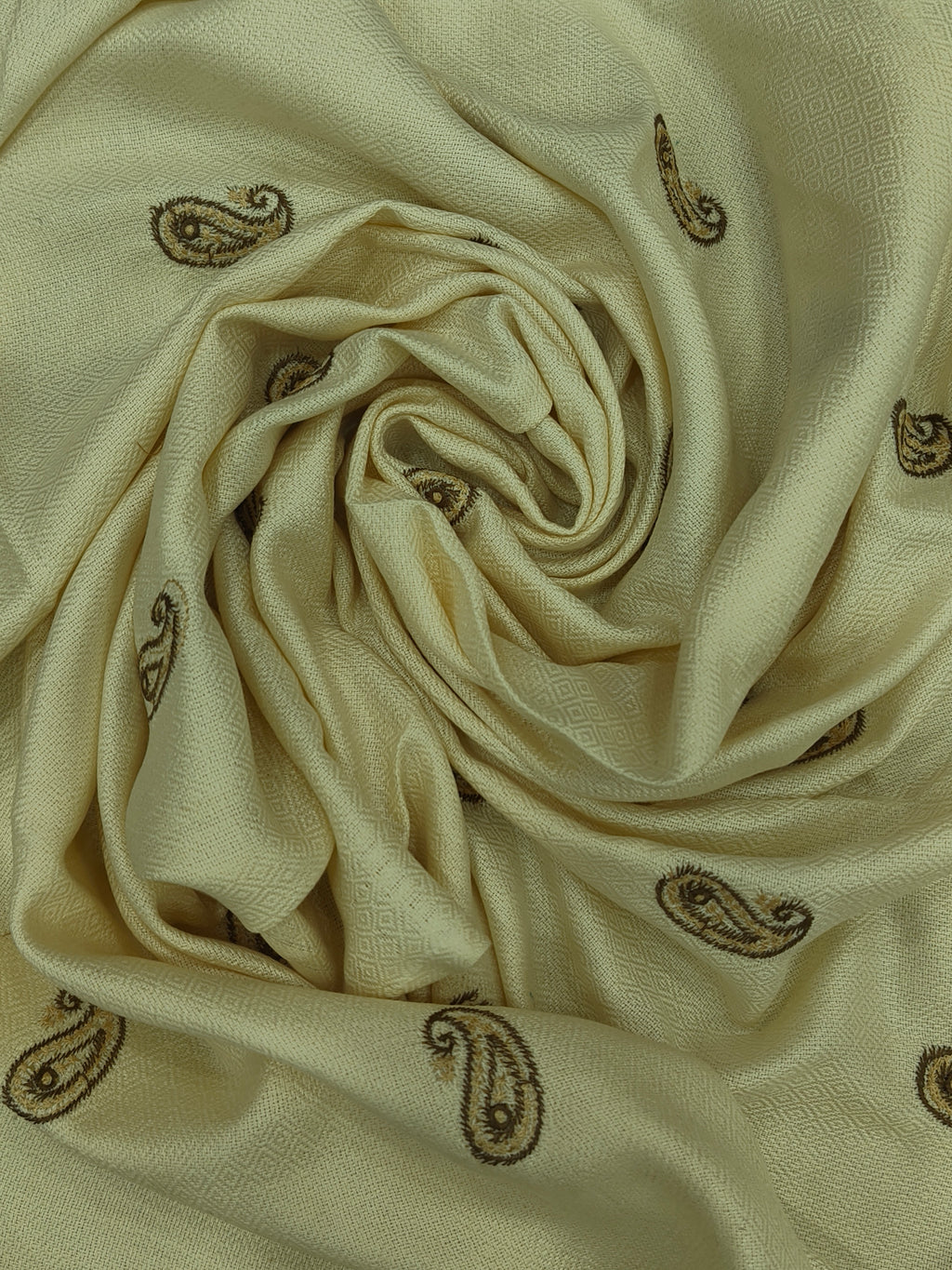 Embroidered Winter Woolen Unstitched Suit - Off White