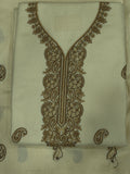 Embroidered Winter Woolen Unstitched Suit - Off White