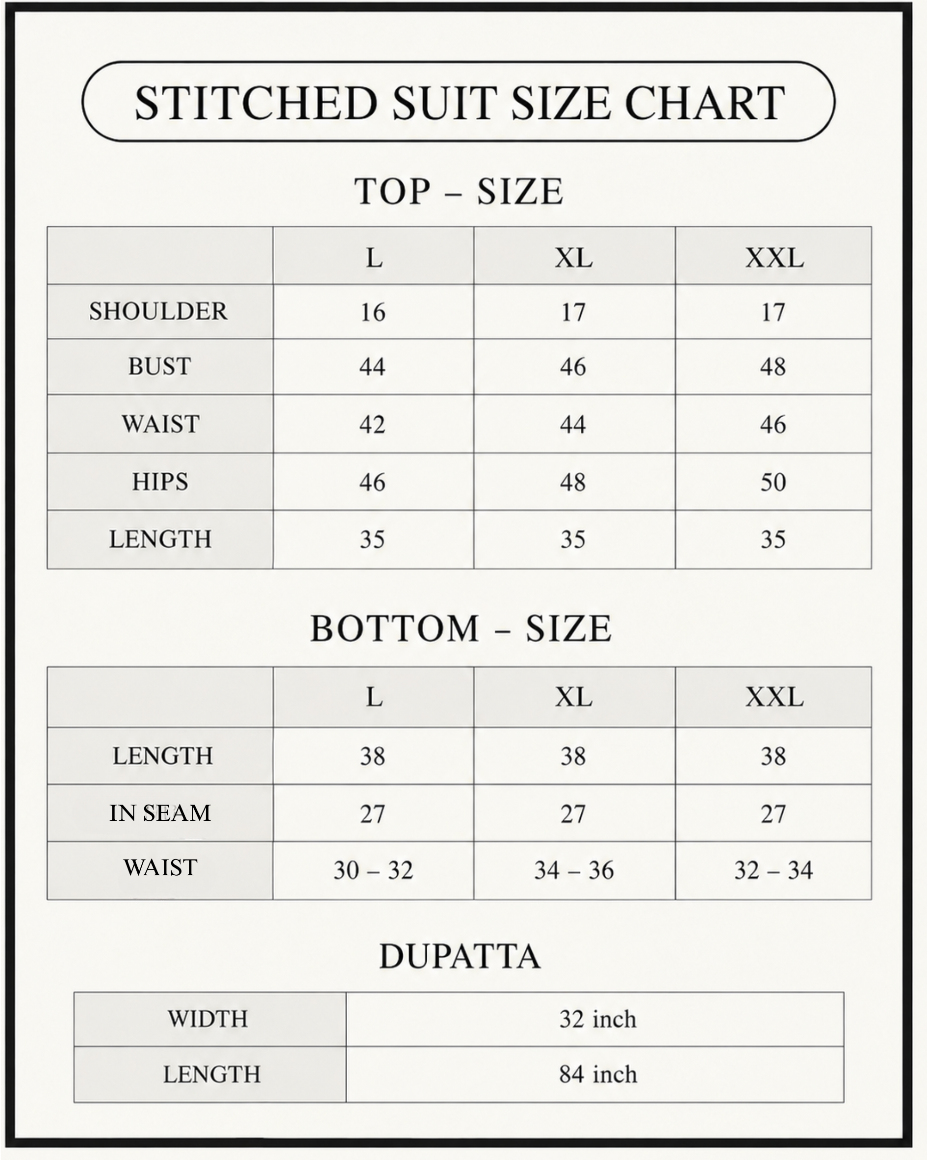 Size chart for Designer Jacquard Winter Woolen stitched Suit- Teal