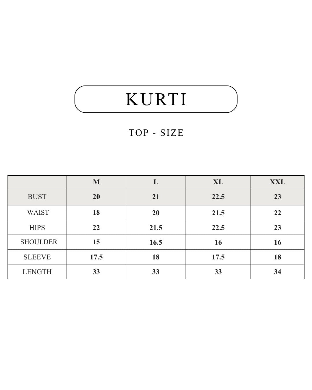 Size chart