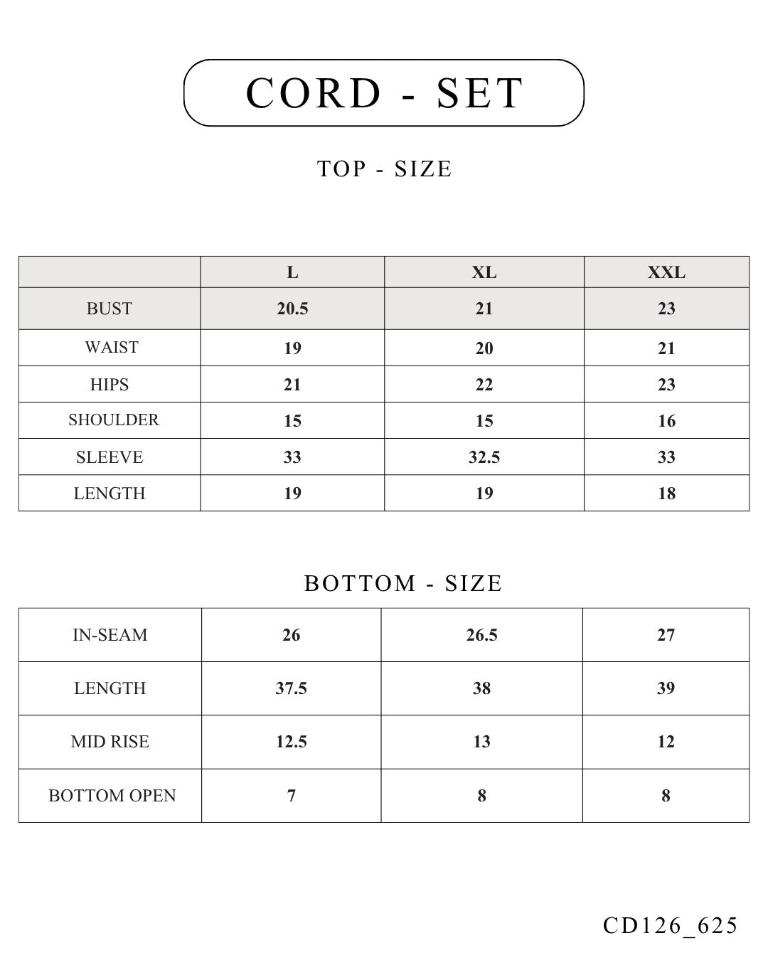 Size chart