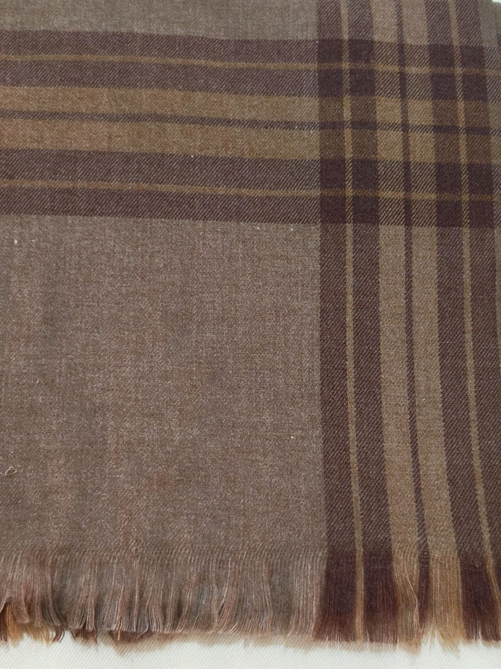Traditional Striped Winter Lohi For Men -  Light Brown