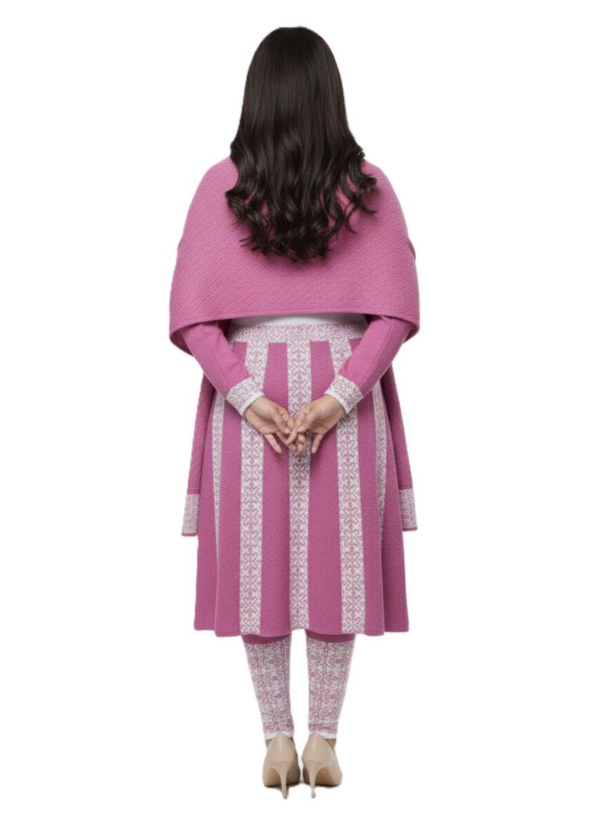 KRITI Winter Embroidery 3 PC Kurti Set Mauve Color For Women