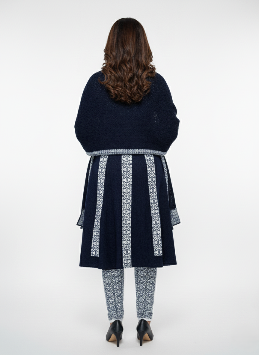 KRITI Winter Embroidery 3 PC Kurti Set Navy Color For Women