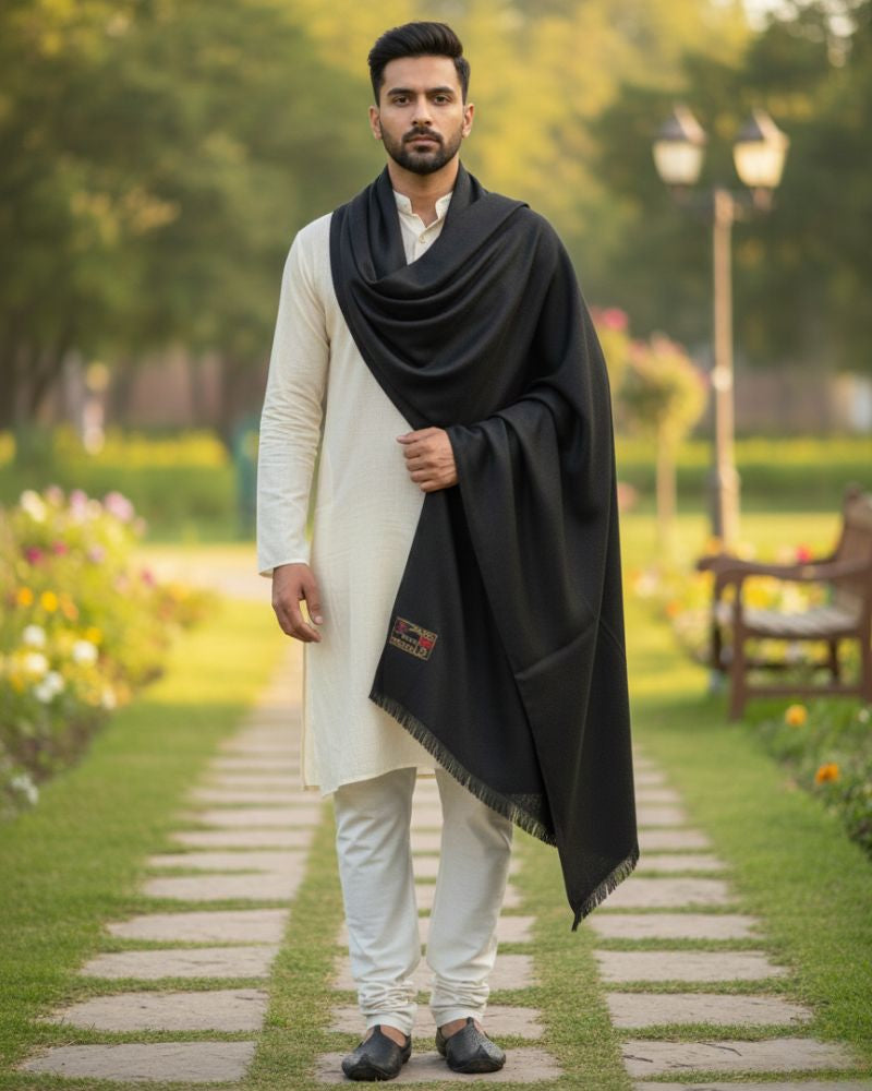 KRITI Woolen Border Design Lohi Black Color For Men
