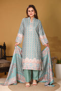 Designer Printed Winter Woolen stitched Suit- Sea Green