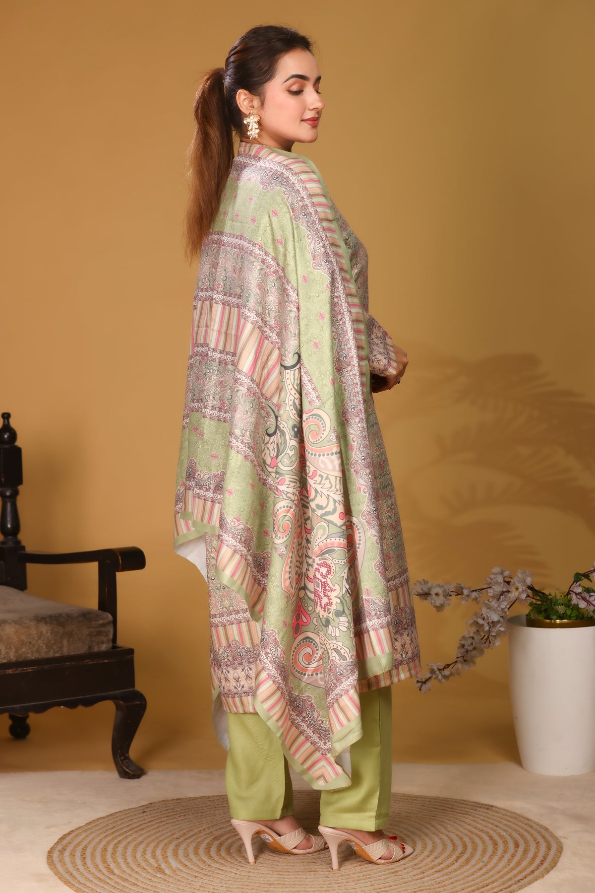 Designer Printed Winter Woolen stitched Suit- Pista
