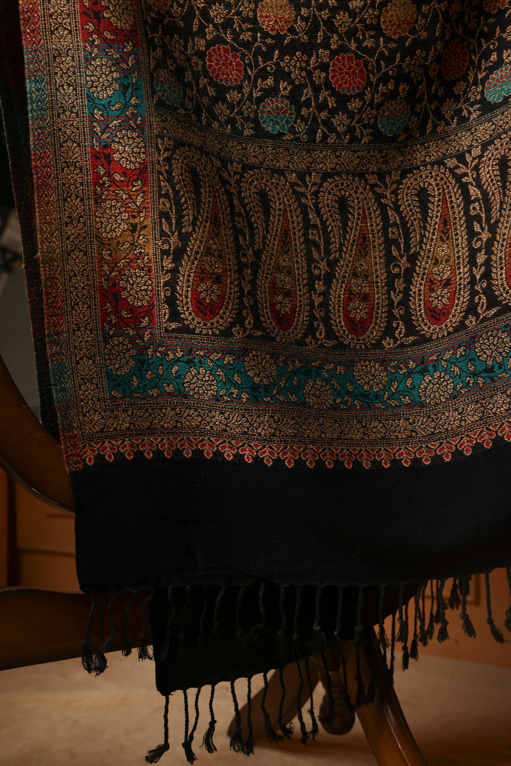 Winter woollen ambi design stole - Black