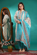 Designer Jacquard Winter Woolen stitched Suit- Sky Blue