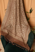 Winter woollen Chinar Patti design stole - Camel