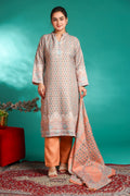 Designer Printed Winter Woolen stitched Suit- Orange
