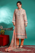 Designer Printed Winter Woolen stitched Suit- Peach