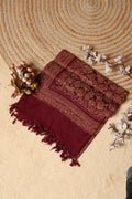 Winter woollen Chinar Patti design stole - Wine