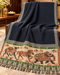 Woollen Ethnic Stole With Zari thread Work - Black