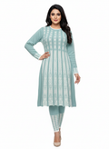 KRITI  Premium Women's Hair Soft Fabric Ferozi Color 2 PC Kurti Set