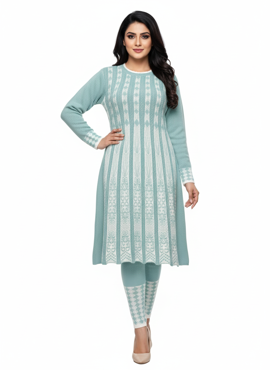 KRITI प्रीमियम महिलाओं के लिए हेयर सॉफ्ट फ़ैब्रिक फ़िरोज़ी रंग 2 पीस कुर्ती सेट 