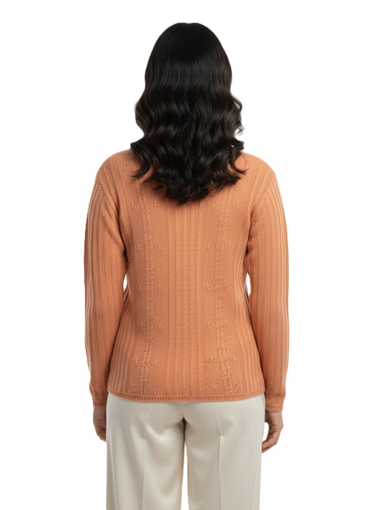 KRITI Winter Stylish Rainbow Cardigan Orange Color For Women