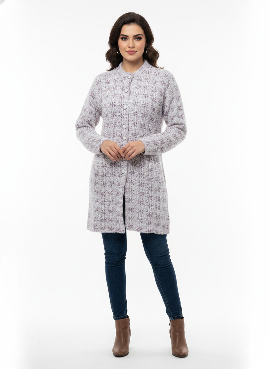 Winter Stylish Hair Cardigan Off - White