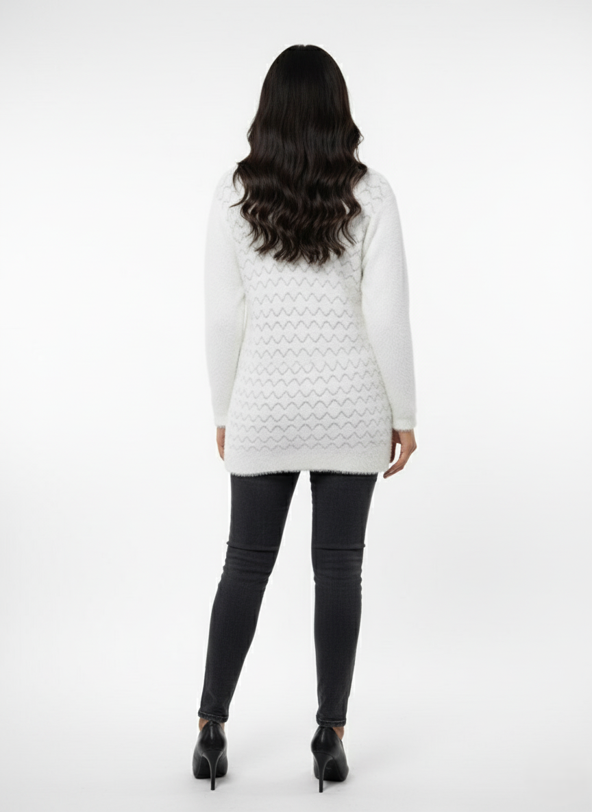 Winter Stylish Hair Cardigan - White