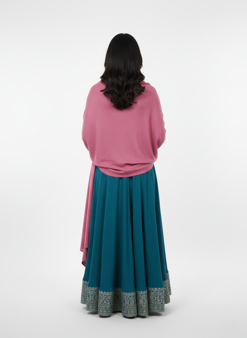 महिलाओं के लिए कृति ऊनी गुलाबी रंग का ज़री स्टोल विंटरवियर 