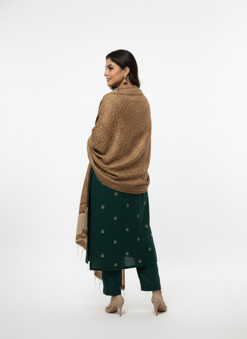 KRITI Paisley Pattern Woolen Shawl Mustard Color For Women