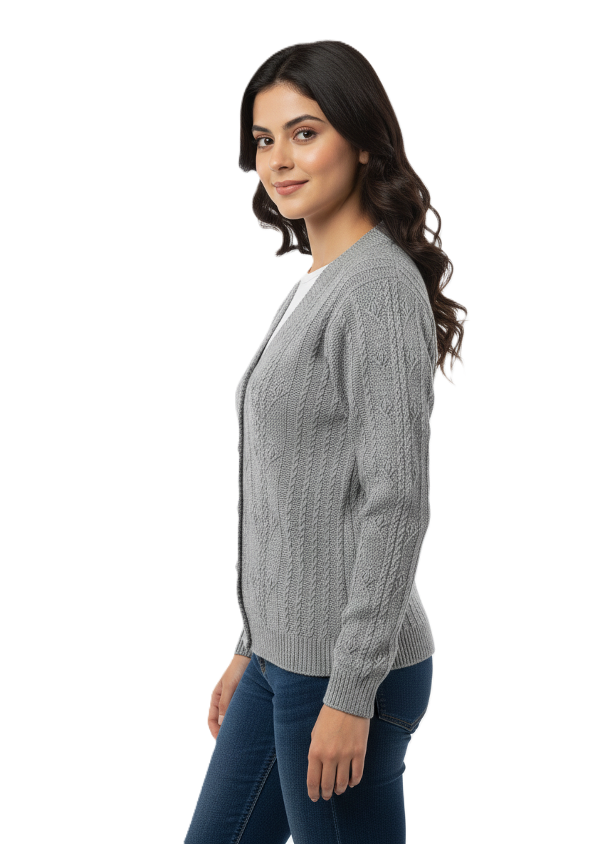 KRITI Winter Rainbow Cardigan DARK GREY Color For Women