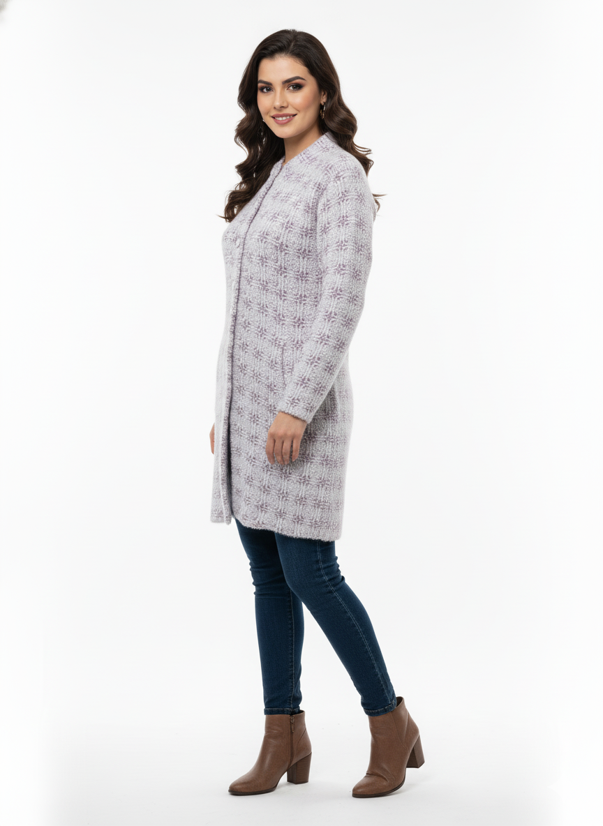 Winter Stylish Hair Cardigan Off - White