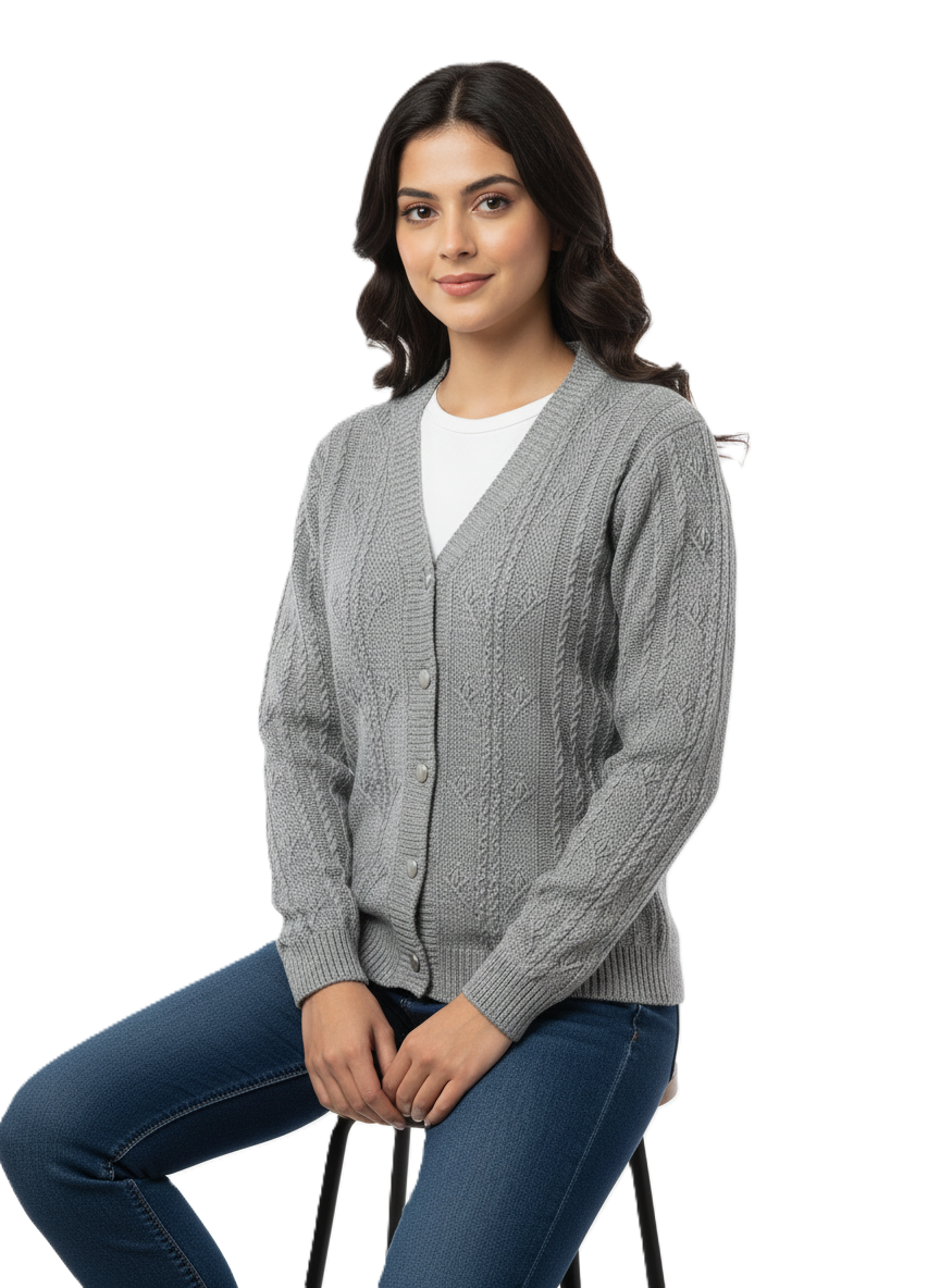 KRITI Winter Rainbow Cardigan DARK GREY Color For Women