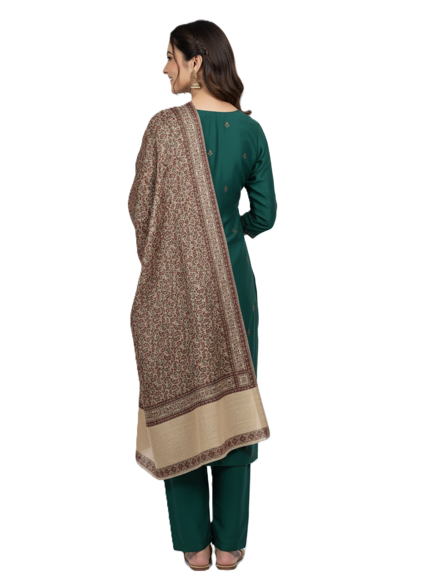 Paisley Pattern Woolen Coffee Color Shawl