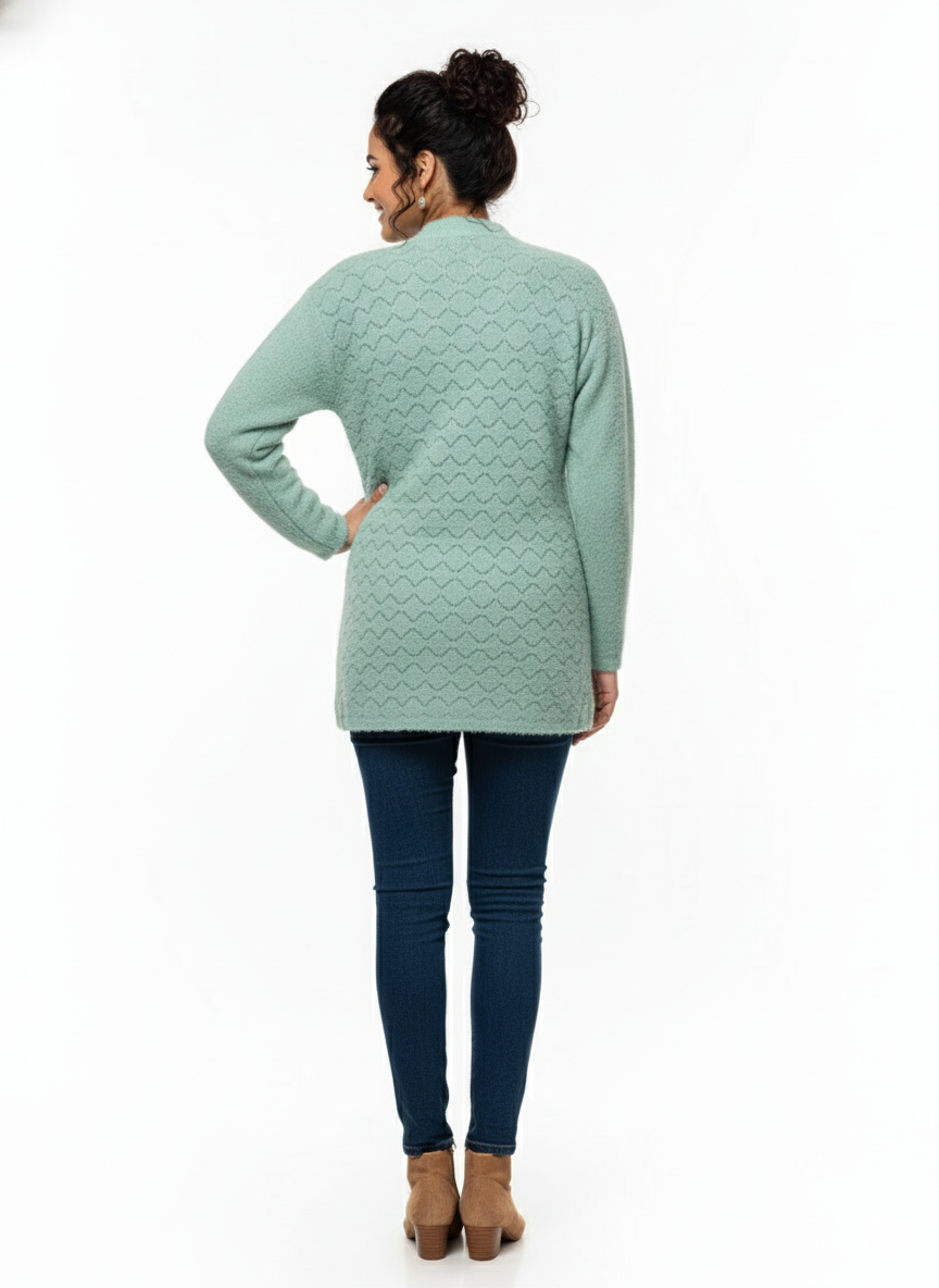 Winter Stylish Hair Cardigan - Mint Green