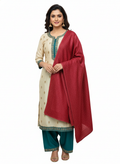 Woolen Zari Stole For Women Winterwear - Red
