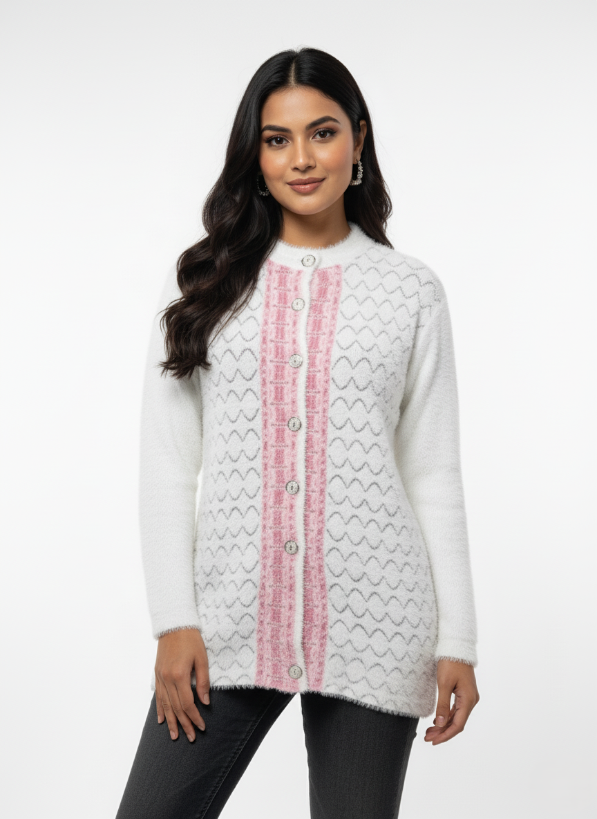 Winter Stylish Hair Cardigan - White