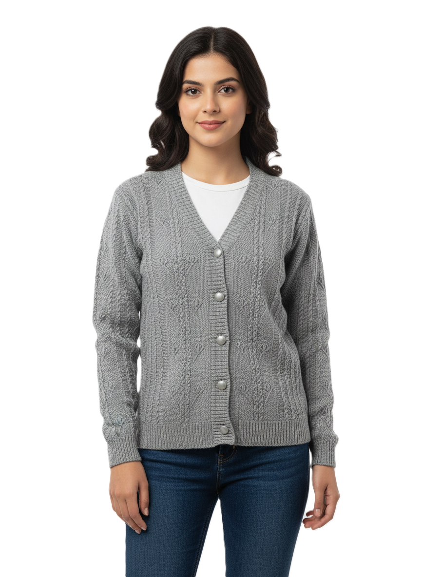 KRITI Winter Rainbow Cardigan DARK GREY Color For Women