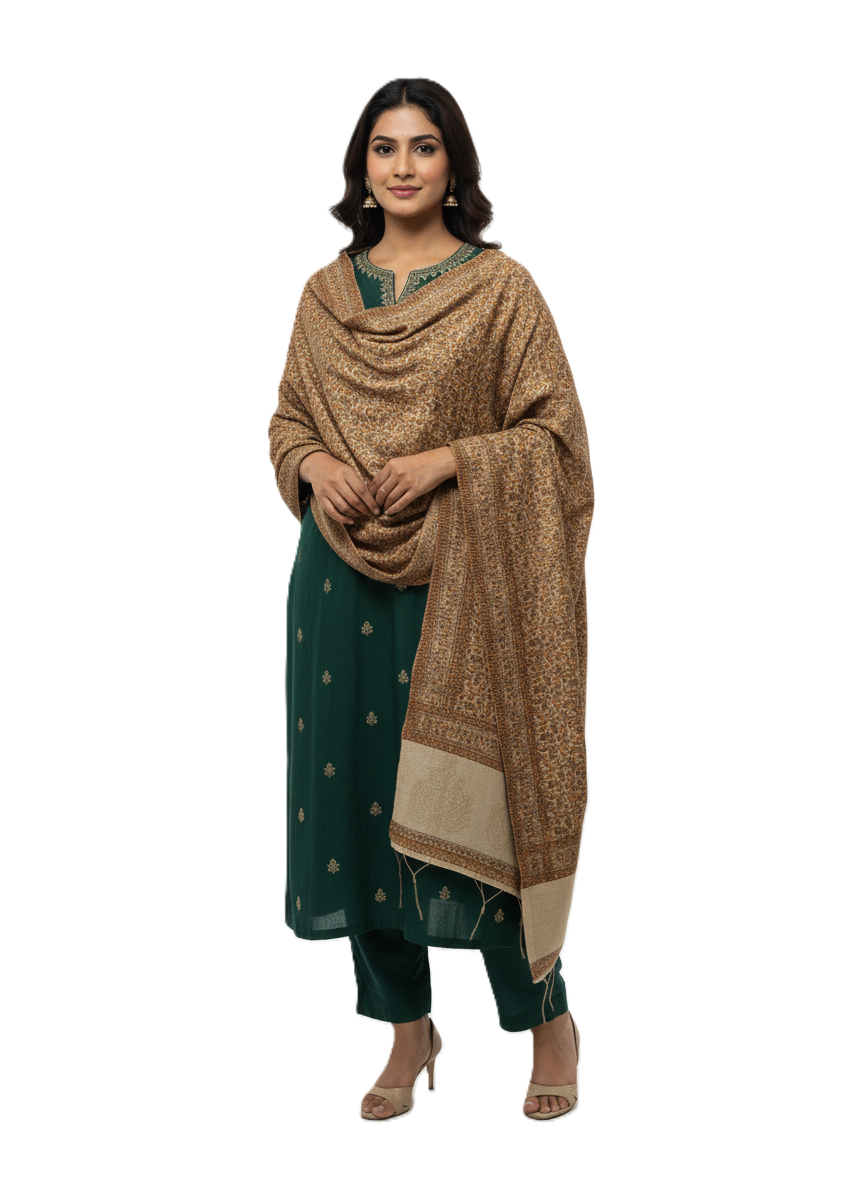 KRITI Paisley Pattern Woolen Shawl Mustard Color For Women