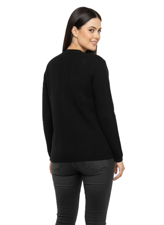 KRITI Winter Stylish Rainbow Cardigan Green Color For Women