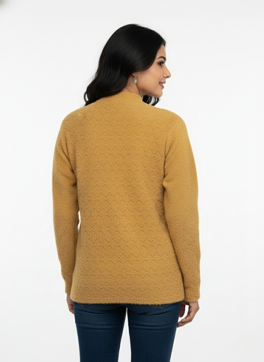 Winter Stylish Hair Cardigan - Mustard